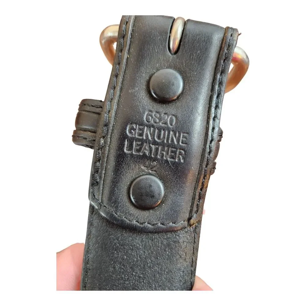 3-D Belt Vintage Genuine‎ Leather Tooled Western Belt Black Boho Cowboy Size 42
